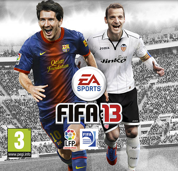 Roberto Soldado y Lionel Messi, portada de FIFA13