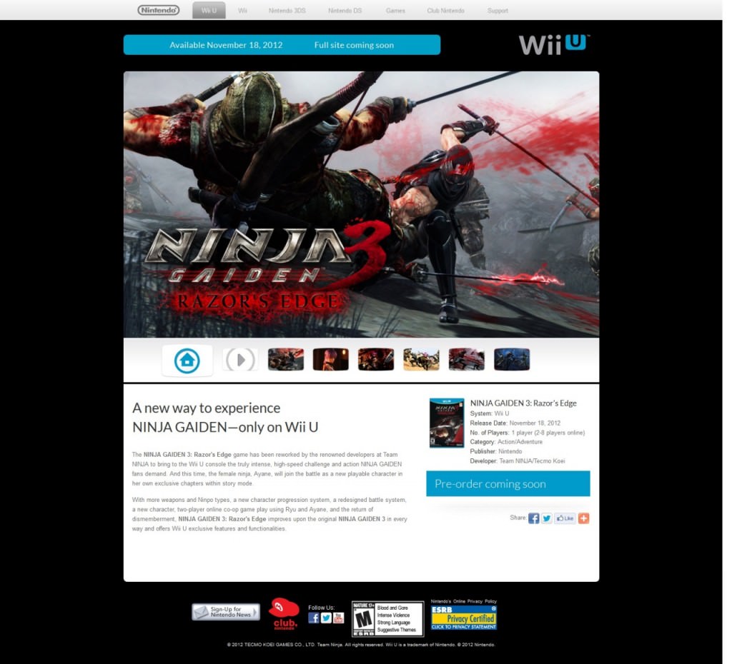 Ninja Gaiden 3 sitio oficial