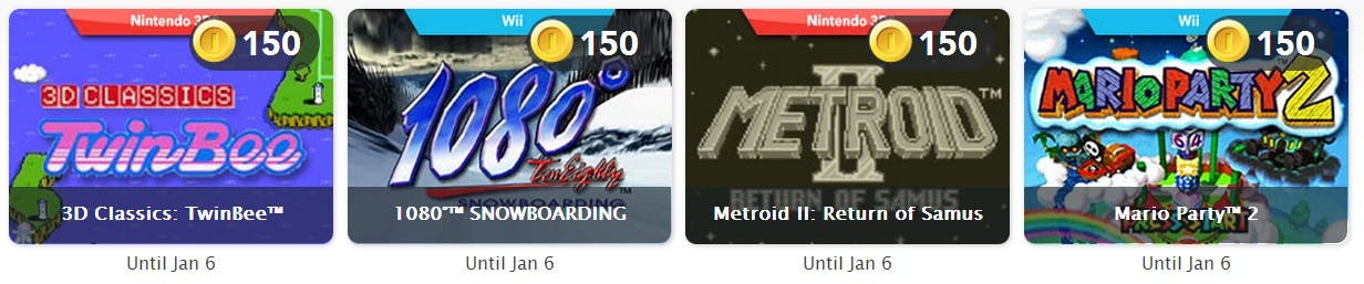 Varios juegos digitales disponibles en el Club Nintendo, pero sólo en territorio americano