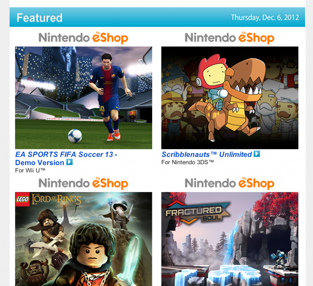 Lanzamientos eShop de Wii U, 3DS y WiiWare semana del 6/12/2012