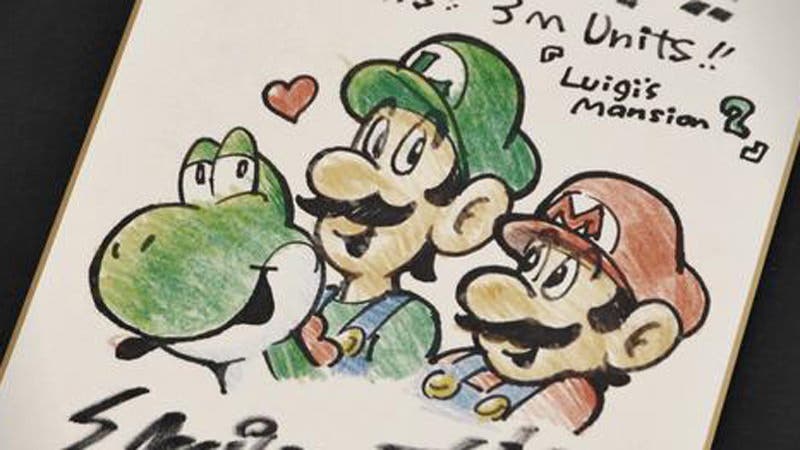Este es el dibujo que realizó Miyamoto celebrando los 3 millones de ‘Luigi’s Mansion 2’ vendidos