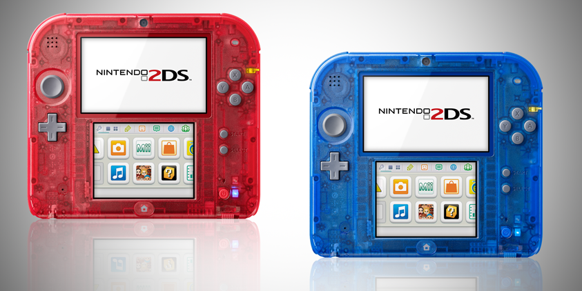 Nintendo confirma las versiones rojo transparente y azul transparente de 2DS para Norteamérica