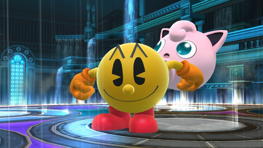 En esta imagen vemos como Jigglypuff le hace la pelota a Pacman, literalmente. Smash