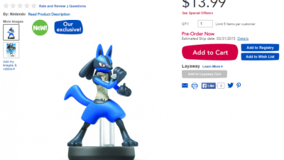 El amiibo de Lucario será exclusivo de Toys «R» Us