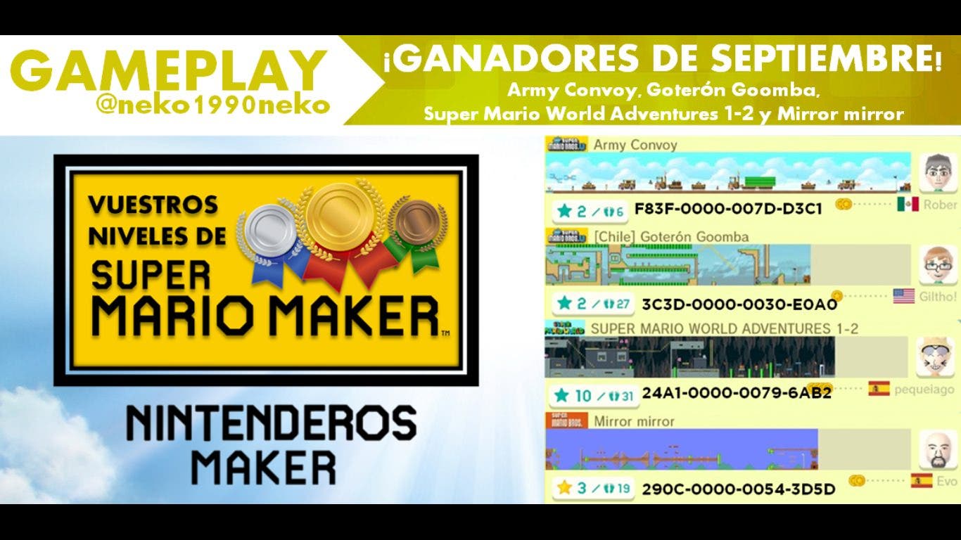 [Gameplay] Nintenderos Maker #5: ¡Ganadores del mes de septiembre!