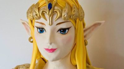 Echa un vistazo a esta espectacular tarta con la forma de la cabeza de Zelda a tamaño real