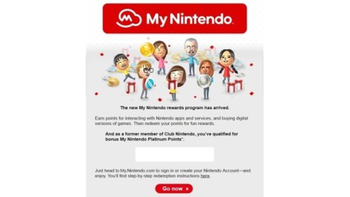 Nintendo está mandando correos con 200 Puntos de platino de My Nintendo a usuarios del Club Nintendo