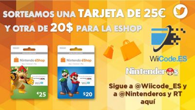 ¡Sorteamos una tarjeta de 25€ y otra de 20$ para la eShop en Twitter y Facebook!