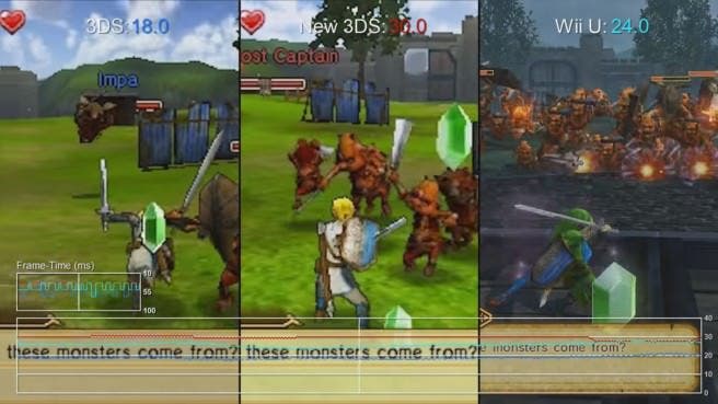 Comparación entre los framerates de ‘Hyrule Warriors’ para 3DS, New 3DS y Wii U