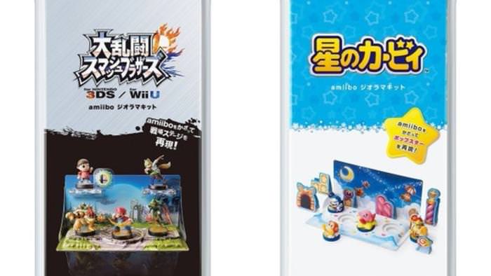 Embalaje de los dioramas para amiibo, pack especial con Kirby y reserva en Play-Asia