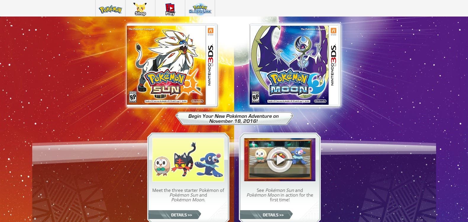 ‘Pokémon Sol y Luna’ ya tiene su sitio web oficial