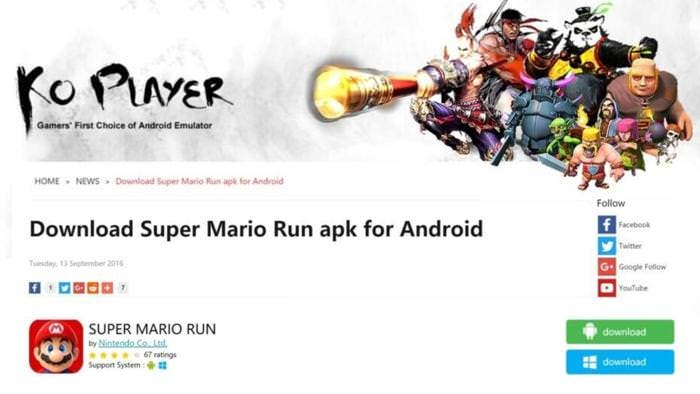 La supuesta APK de ‘Super Mario Run’ para Android que circula por Internet es puro malware