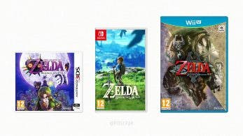 Comparativa de tamaños entre las cajas de los juegos de 3DS, Switch y Wii U