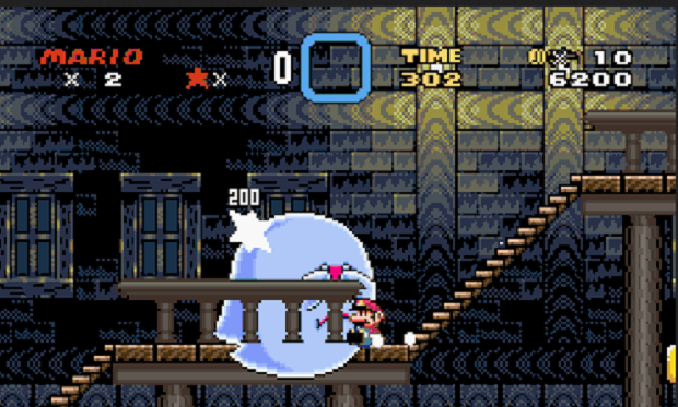 Podemos derrotar al Big Boo de ‘Super Mario World’ deslizándonos por las escaleras