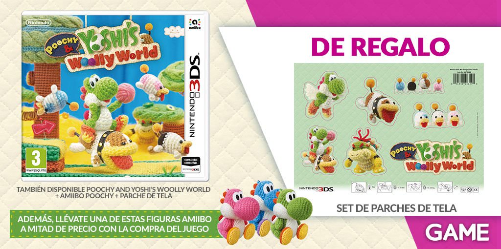 Reserva ‘Poochy & Yoshi’s Woolly World’ en tiendas GAME y llévate de regalo estos parches de tela