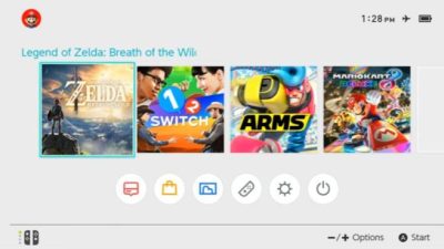 La interfaz de Switch muestra un símbolo para el modo avión