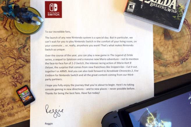 Reggie agradece y felicita a los nuevos usuarios de Nintendo Switch