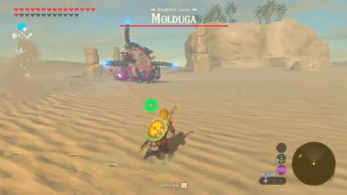 Arrastran a un Guardián hasta el desierto para que se enfrente a un Moldora en Zelda: Breath of the Wild