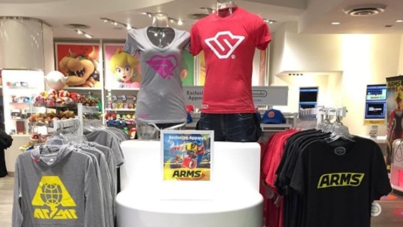 Primer vistazo a los artículos de merchandising oficiales de ARMS, disponibles en la Nintendo NY
