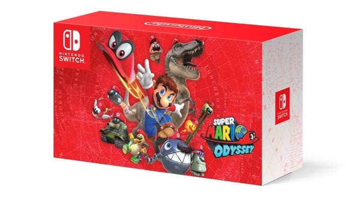 Así luce la parte posterior del pack de Nintendo Switch con Super Mario Odyssey