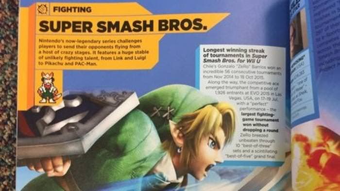 Un vistazo a las páginas de Super Smash Bros. en el Guinness World Records: Gamer’s Edition 2018