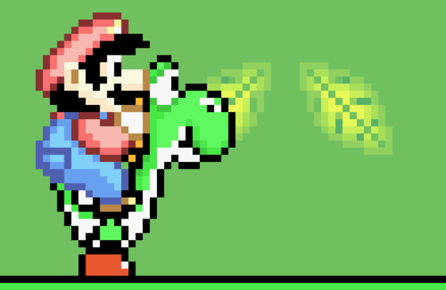 En el diseño original de Super Mario World, Mario golpeaba a Yoshi para que sacase su lengua