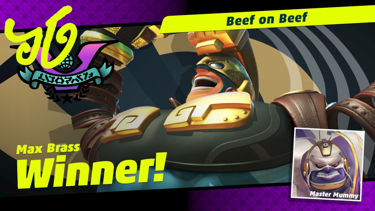 Max Brass gana la última Festilucha de ARMS frente a Master Mummy