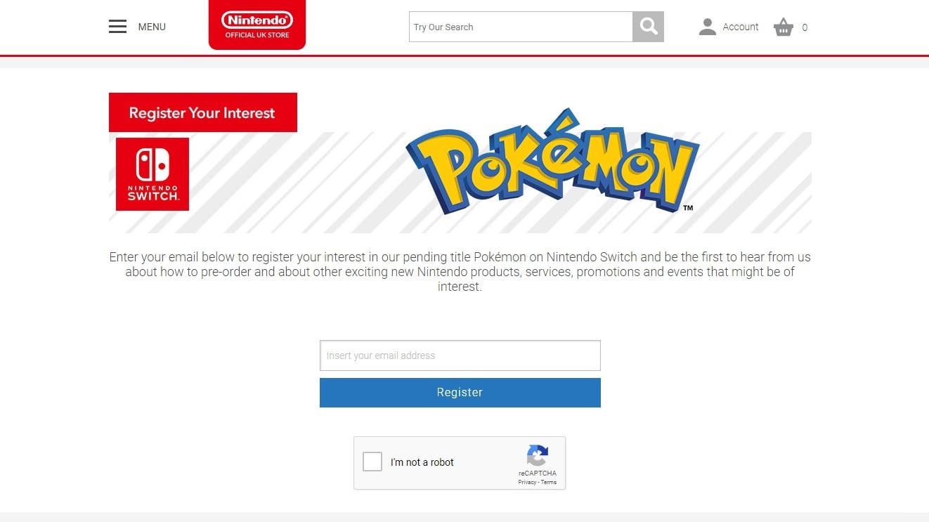 Nintendo UK Store abre una página para que “registremos nuestro interés” en Pokémon para Switch