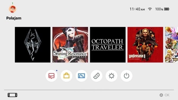 Estos son los iconos del menú de Switch de Shining Resonance Refrain, Wolfenstein II y Octopath Traveler