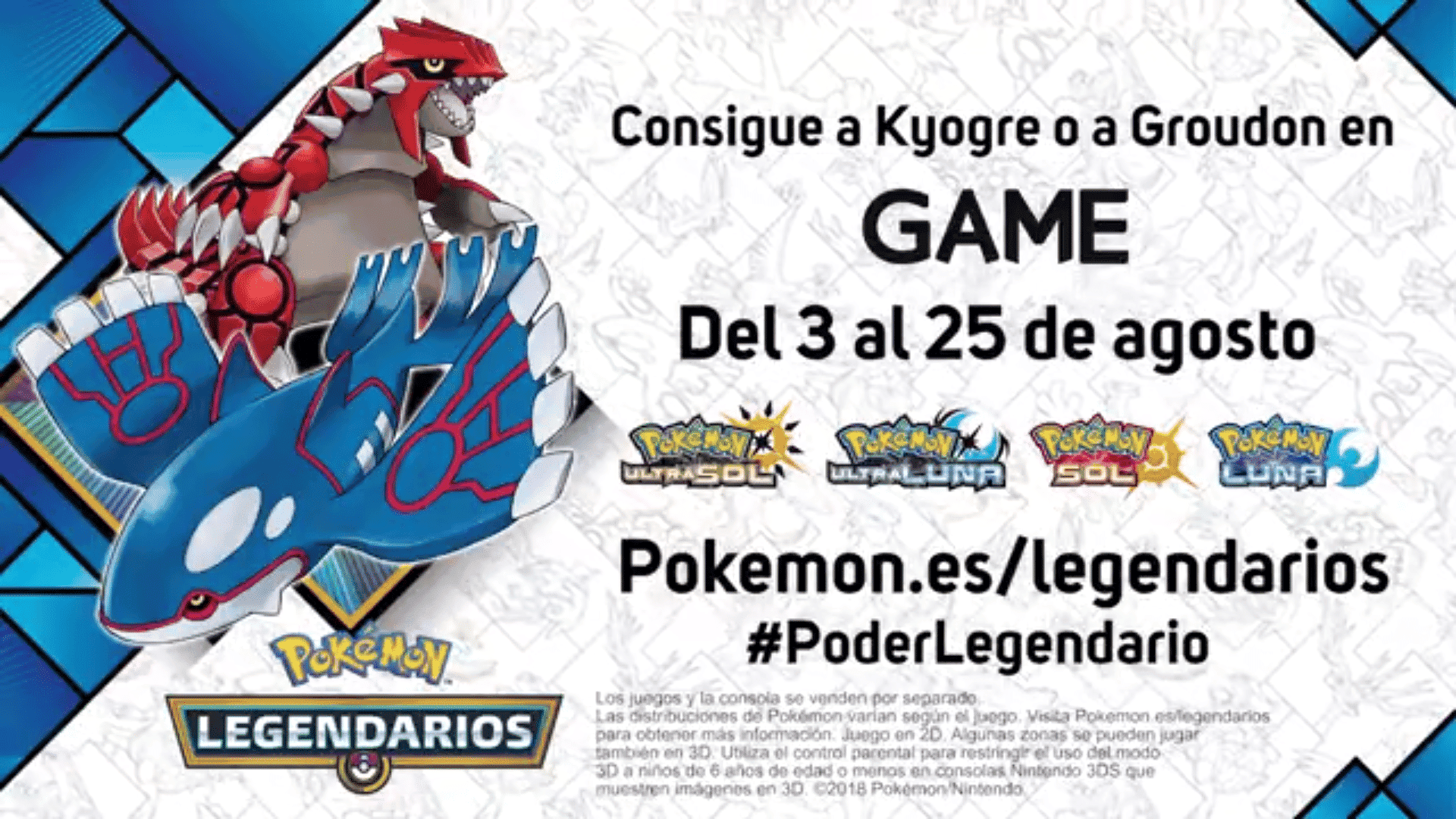 Ya ha comenzado la distribución de Groudon y Kyogre para Pokémon Sol, Luna, Ultrasol y Ultraluna en España