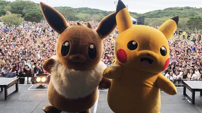 Eevee y Pikachu actúan en Munakata Fest 2018
