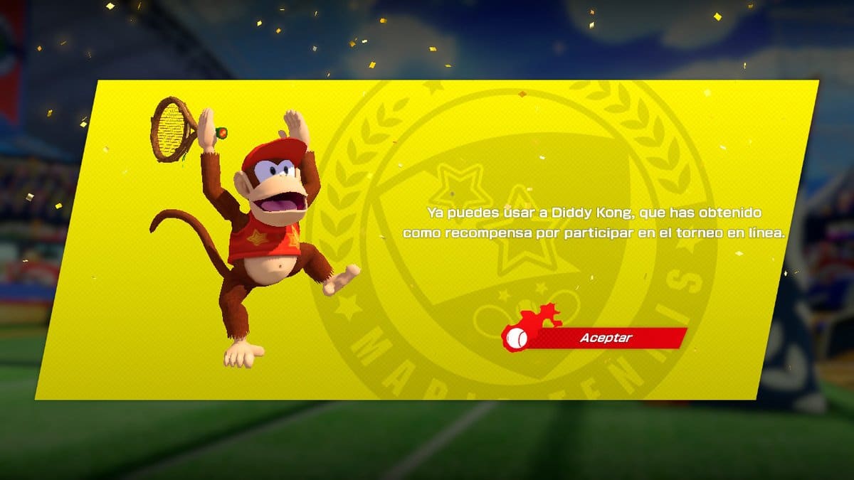 Comienza la distribución de Diddy Kong como personaje jugable en Mario Tennis Aces