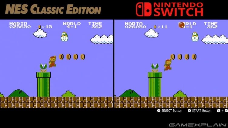 Vídeo comparativa de NES Classic Edition vs. NES en Nintendo Switch