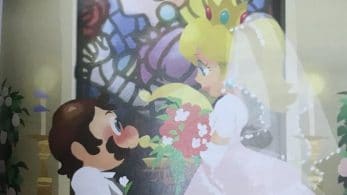 Un boceto del libro de arte oficial de Super Mario Odyssey muestra a Mario y a Peach casándose