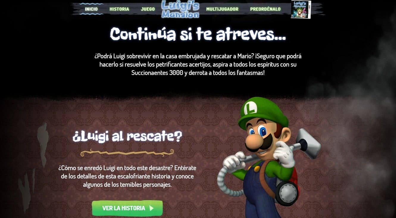 Ya puedes visitar el sitio web americano oficial de Luigi’s Mansion para 3DS