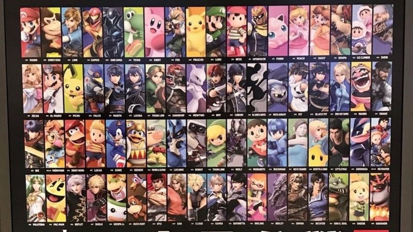 Este nuevo cartel promocional de Super Smash Bros. Ultimate con todos los personajes se puede ver en Japón