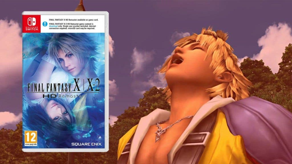 El boxart europeo de Final Fantasy X / X-2 HD Remaster para Switch parece contar con la franja blanca de descarga adicional