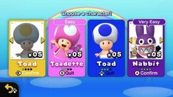 No se puede jugar como Toad azul y amarillo en la misma partida en New Super Mario Bros. U Deluxe