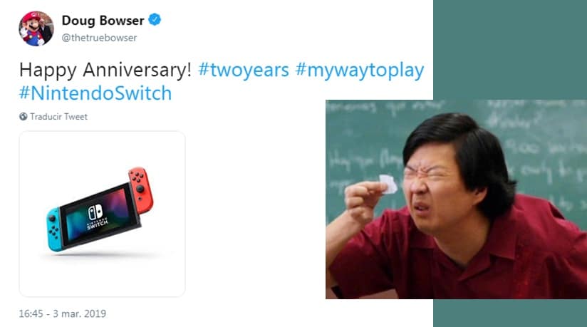 Twitter reacciona a la mini-imagen de Nintendo Switch compartida por Doug Bowser