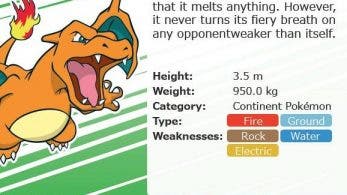 La página oficial de Pokémon en Facebook pone que Charizard es un Pokémon de tipo Fuego/Tierra
