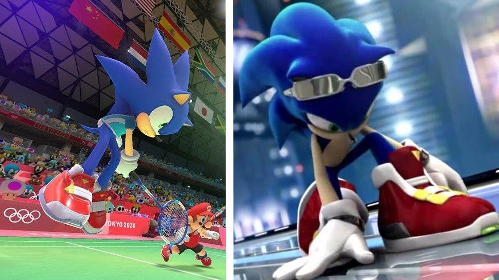 Sonic usa sus zapatillas de Sonic Riders en Mario y Sonic en los Juegos Olimpicos Tokio 2020