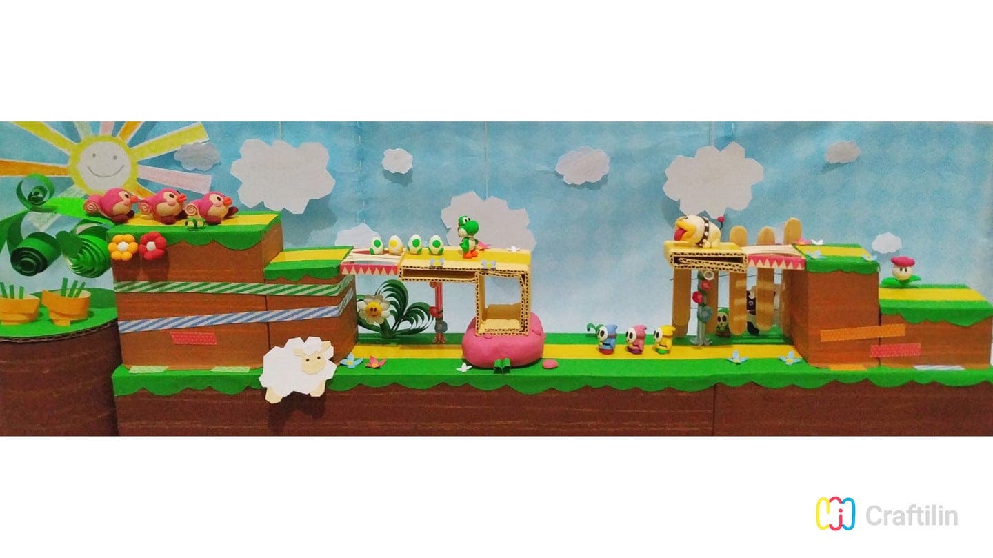 Un fan recrea uno de los niveles de Yoshi’s Crafted World con este genial diorama