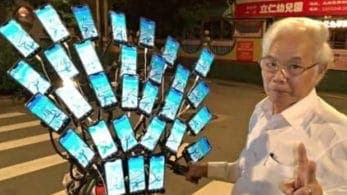 El entrenador de 70 años más popular de Pokémon GO en Taiwán ya cuenta con 30 smartphones en su bicicleta