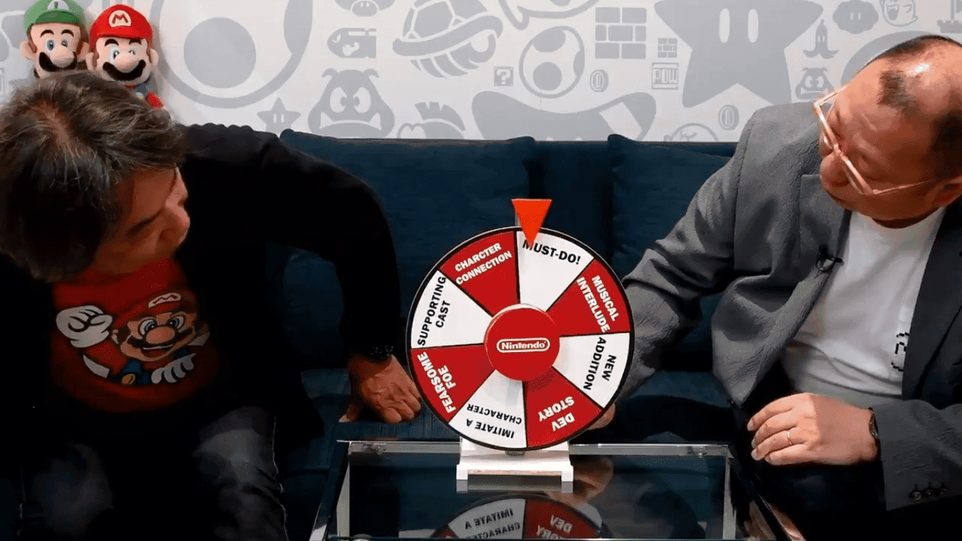 Shigeru Miyamoto y Takashi Tezuka juegan en este vídeo a una peculiar versión de la ruleta de la suerte