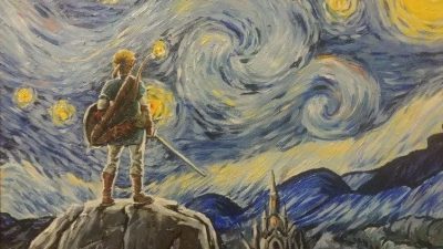Mezclan de forma genial Zelda: Breath of the Wild con el cuadro «La noche estrellada» de Vincent van Gogh