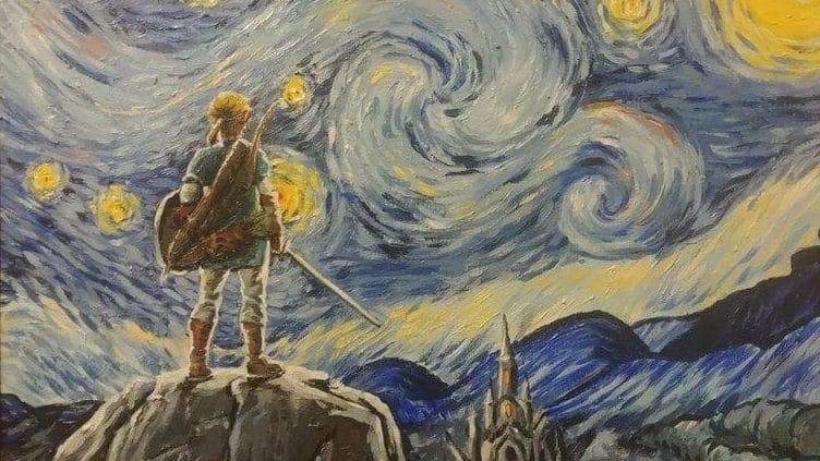 Mezclan de forma genial Zelda: Breath of the Wild con el cuadro “La noche estrellada” de Vincent van Gogh