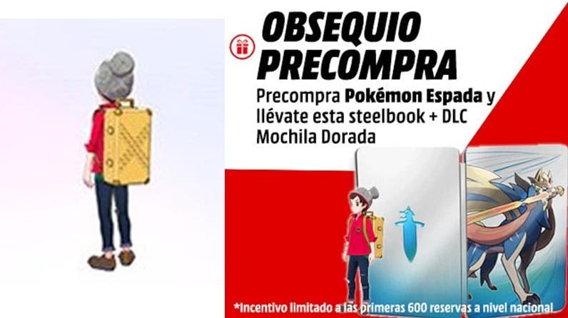MediaMarkt España ofrece esta Mochila Dorada y más con la reserva de Pokémon Espada y Escudo
