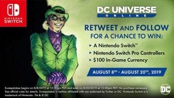 La cuenta de Twitter de DC Universe Online sortea una Nintendo Switch, Pro Controllers y 100$ en dinero del juego