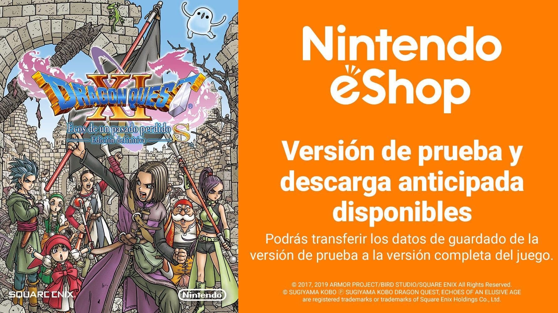 Dragon Quest XI S: Demo y precarga disponibles en la eShop y tamaño de la descarga