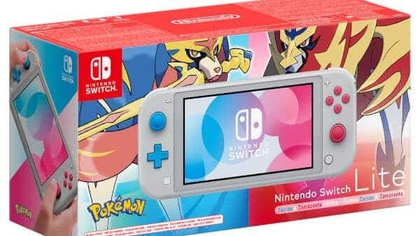 Esta es la caja de la Nintendo Switch Lite edición Pokémon Zacian y Zamazenta